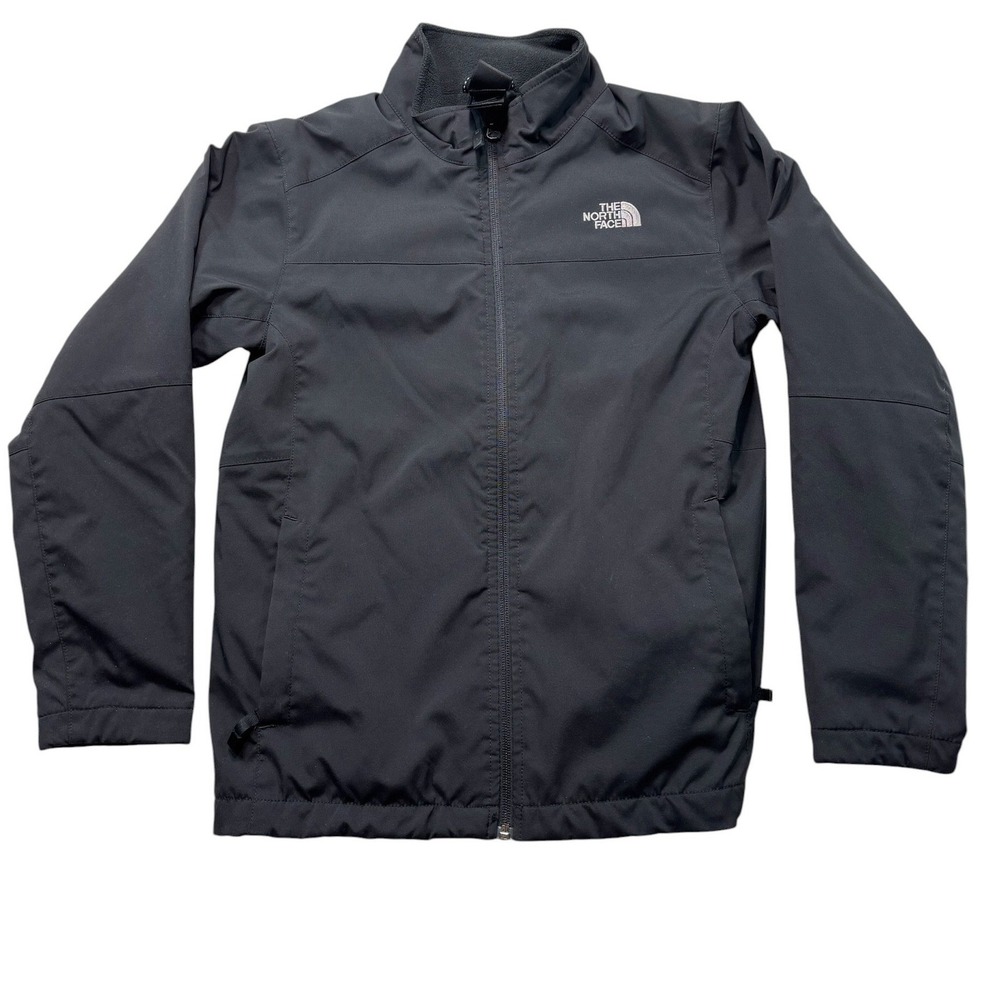 The North Face Boys Large Black Softshell Full Zip Fleece Lined Jacket  L #1179